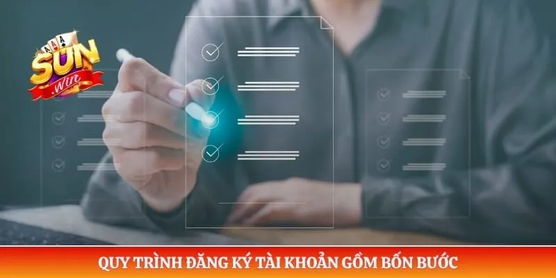 Quy trình đăng ký tài khoản gồm bốn bước